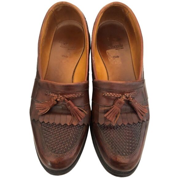 Allen Edmonds Cody Loafers 11.5 Brown Leather Tassel Kiltie Woven Classic Men’s - Picture 2 of 15